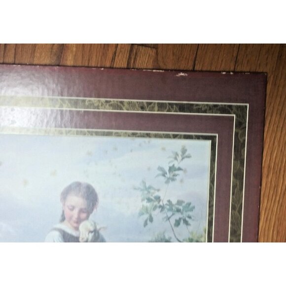 The Shepherdess by Johann Baptist Hofner Lithograph Print cardboard frame 28x22" - Picture 10 of 10